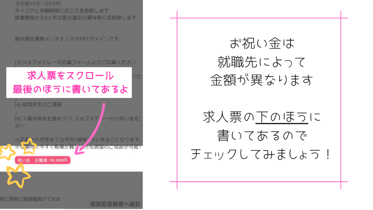 ジョブメドレー　お祝い金